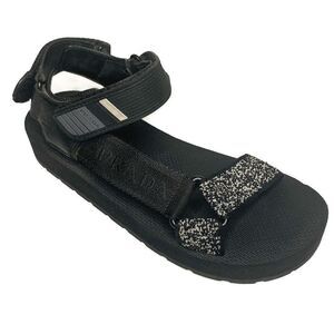 Prada Nomad Velcro Strap Dad Sandal Black Chunky Flat Platform Flatform EU 38.5